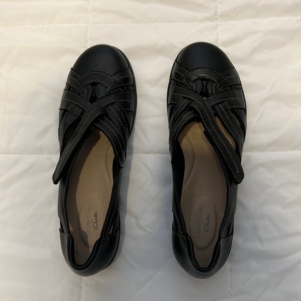 Clark Chetnik Tulip black leather casual shoes, size 10, NWT